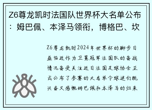 Z6尊龙凯时法国队世界杯大名单公布：姆巴佩、本泽马领衔，博格巴、坎特遗憾缺席 - 副本