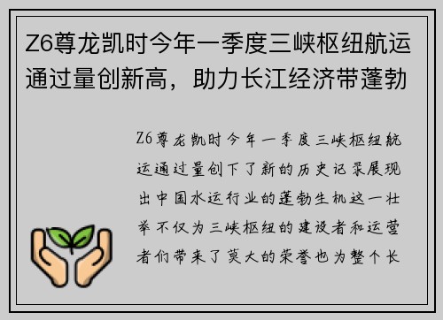 Z6尊龙凯时今年一季度三峡枢纽航运通过量创新高，助力长江经济带蓬勃发展