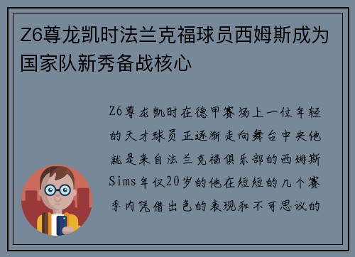 Z6尊龙凯时法兰克福球员西姆斯成为国家队新秀备战核心