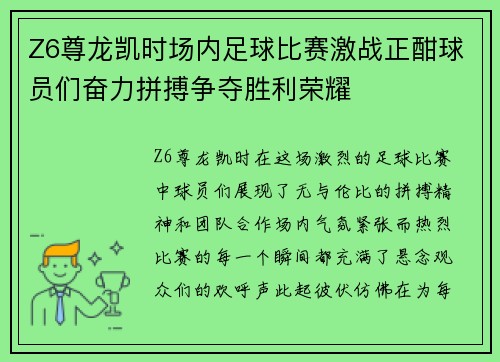Z6尊龙凯时场内足球比赛激战正酣球员们奋力拼搏争夺胜利荣耀