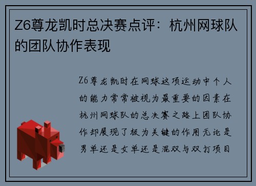 Z6尊龙凯时总决赛点评：杭州网球队的团队协作表现