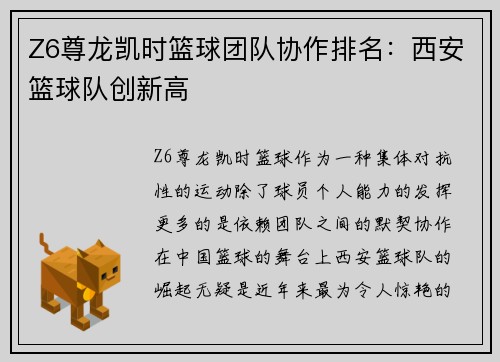 Z6尊龙凯时篮球团队协作排名：西安篮球队创新高