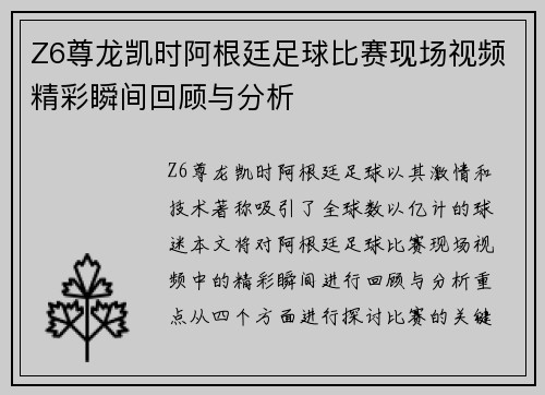 Z6尊龙凯时阿根廷足球比赛现场视频精彩瞬间回顾与分析